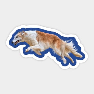 Running White and Tan Borzoi Dog Sticker